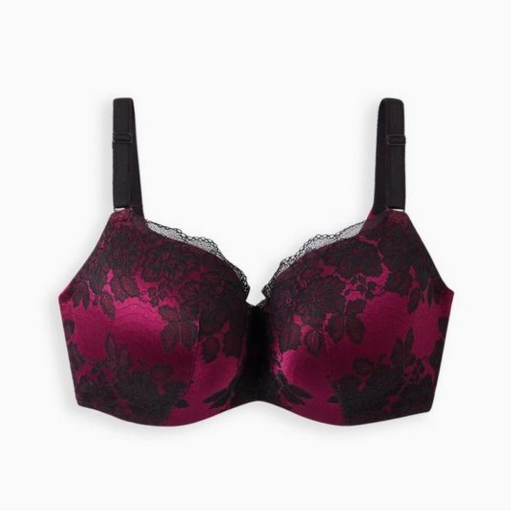 Full-Coverage Balconette Lightly Lined Two Tone Lace 360° Back Smoothing™ Bra.